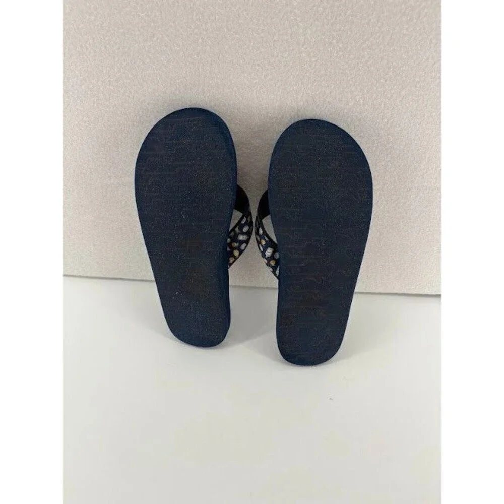 Men's Size 9 Navy Blue Vineyard Vines Canvas Flip Flops Tropical Pattern‎